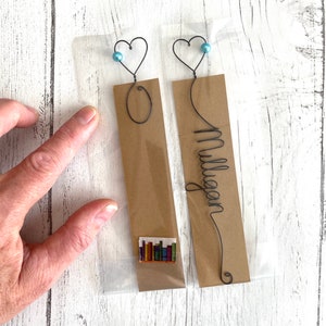 Handmade Unique Personalized Wire Bookmark with Heart Shaped topper, Personalized Wire Bookmark with Heart image 7