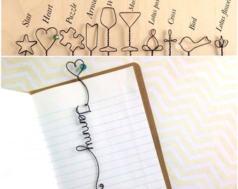 Handmade Unique Personalized Wire Bookmark with Heart Shaped topper, Personalized Wire Bookmark with Heart