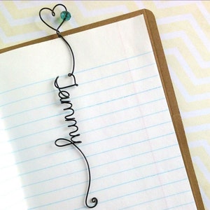 Personalized Unique Name Bookmark with Heart and Bead image 1
