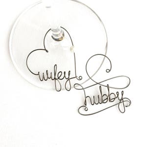 Hubby and Wifey Wine Glass Charms Gift for the Couple