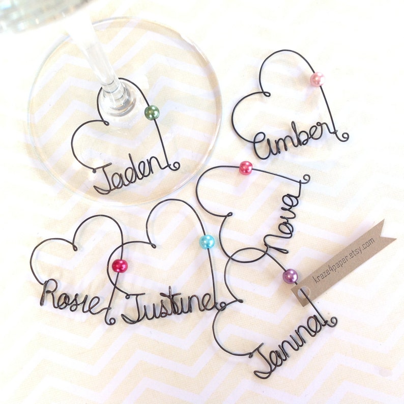 Personalized Wine Glass Charms, Personalized Wedding Favors, Bachelorette Party Favors,  Champagne Glass Charms, Bridal Shower Favors 