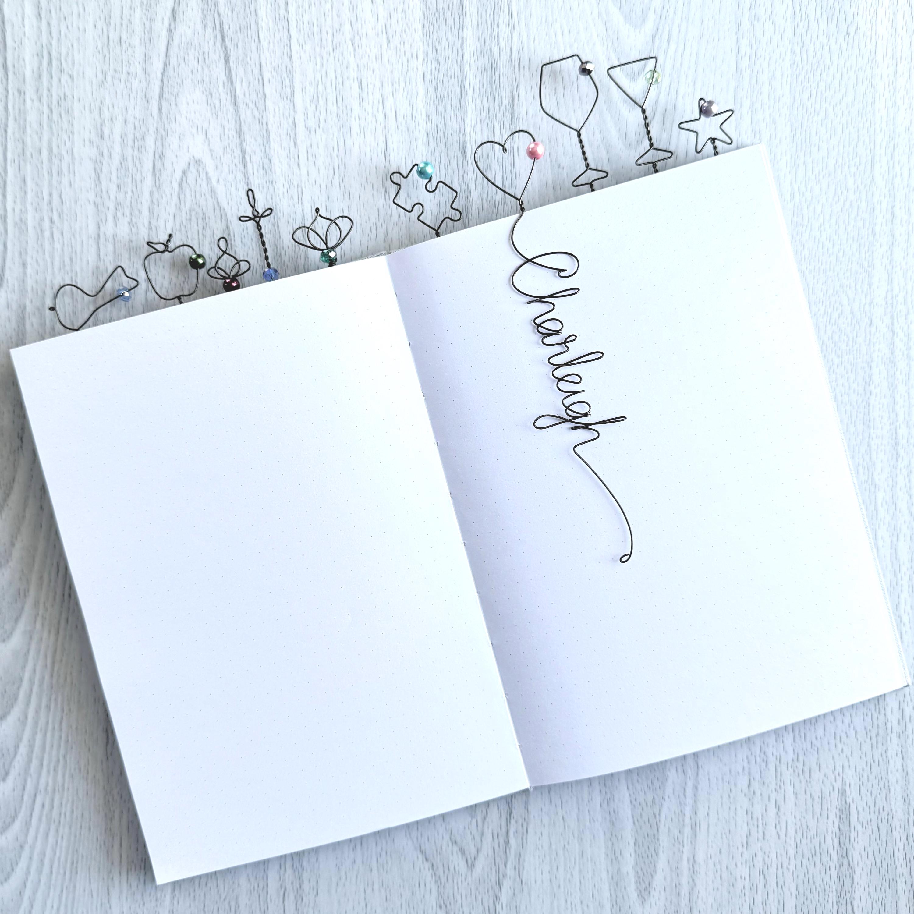 Personalized Wire Name Bookmark – Choose Topper Shape | Custom Handmade Gift for Readers, Teachers & Friends