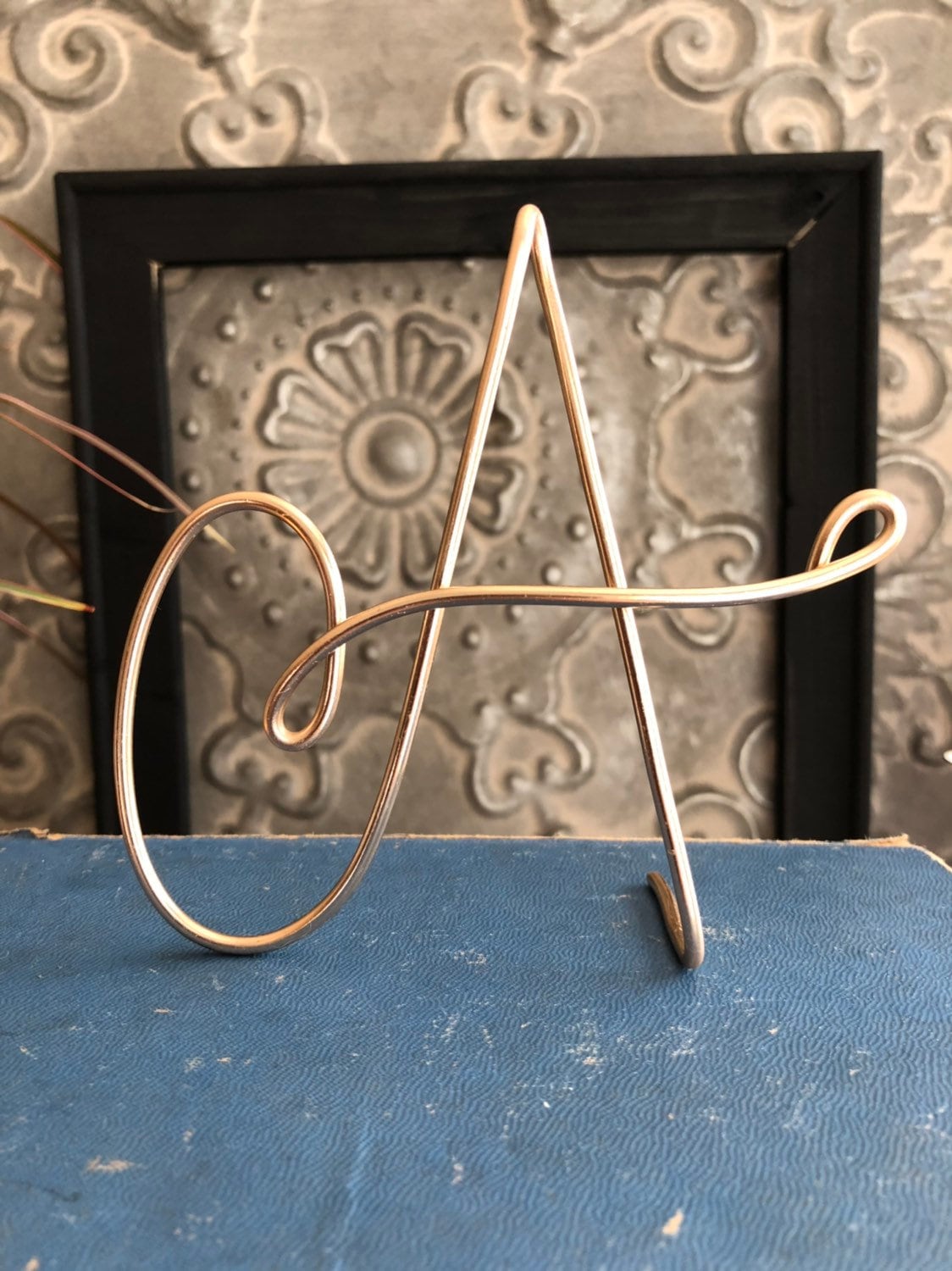 Gold Metal Letter L 4 1/2”, Initial Sign, Wire Calligraphy Letters