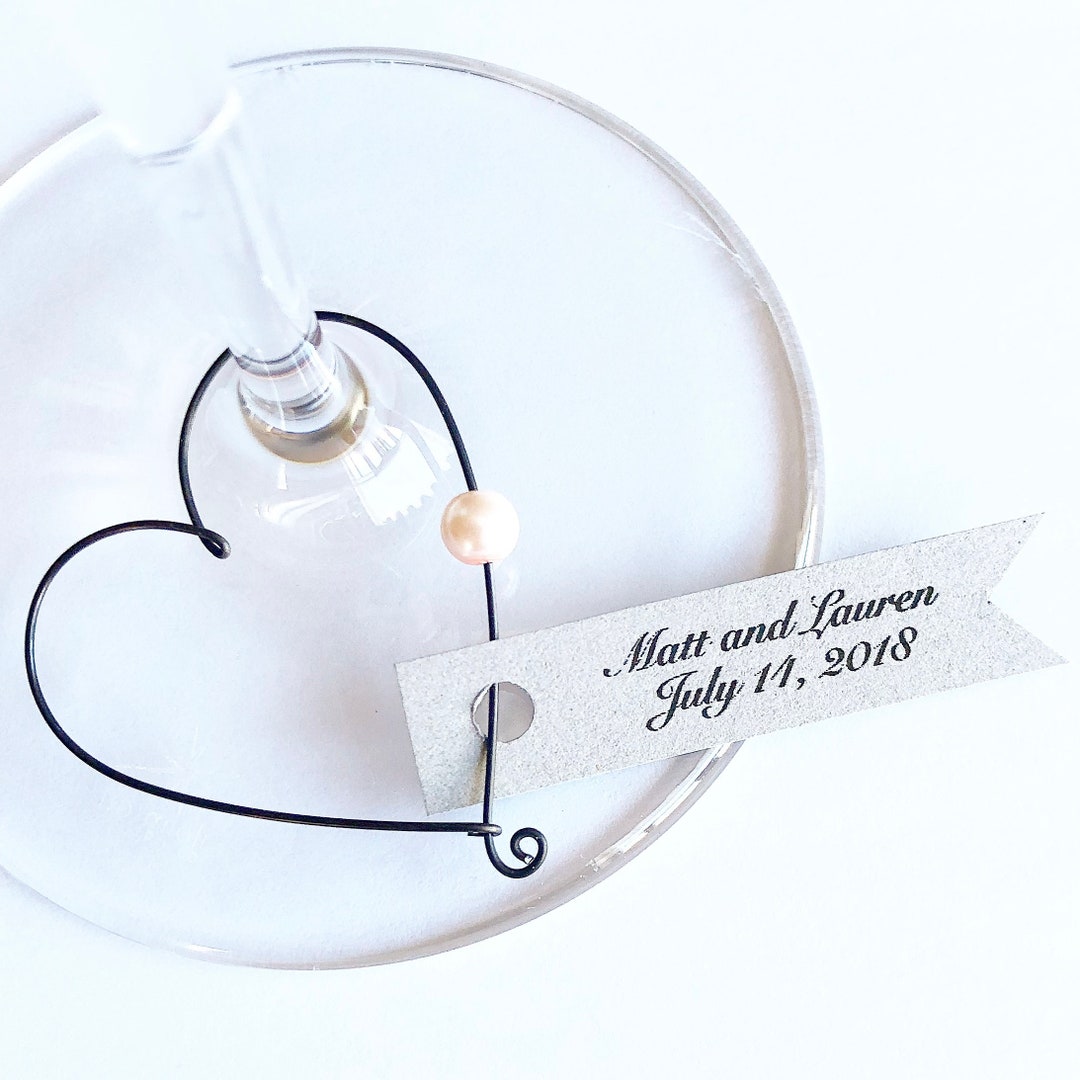 Wedding Favors Heart Shaped Wine Glass Charms, Vineyard Wedding Favors