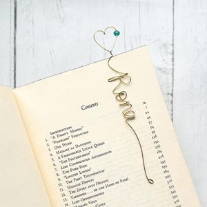 Personalized Gold Name Bookmark – Custom Topper Shape & Wire Color, Handmade Gift for Book Lovers, Teachers,  Bridesmaids, and  Book Clubs