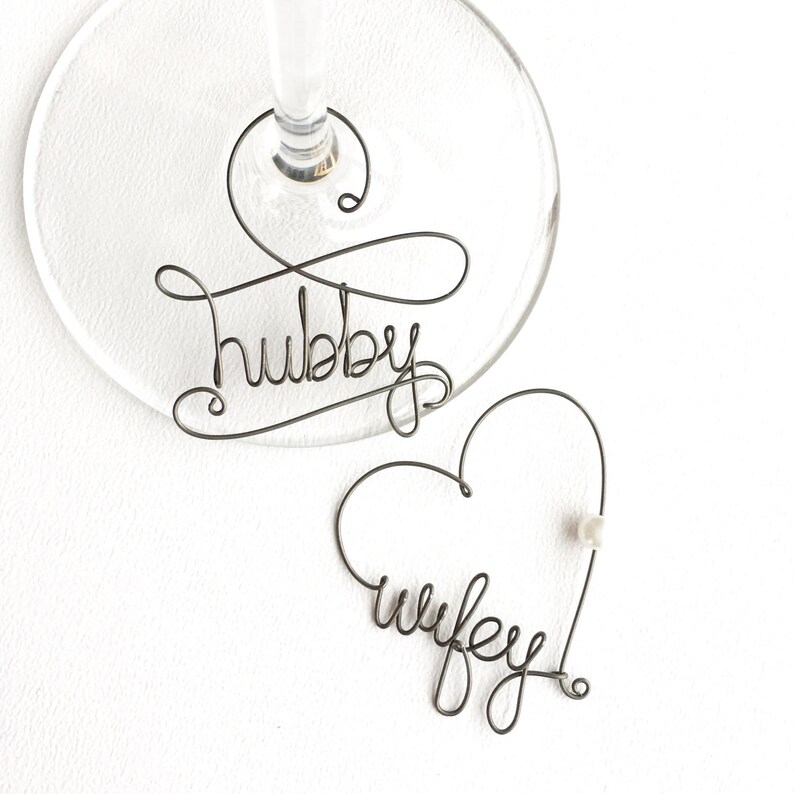 Hubby and Wifey Wine Glass Charms Personalized Wine Charms Etsy