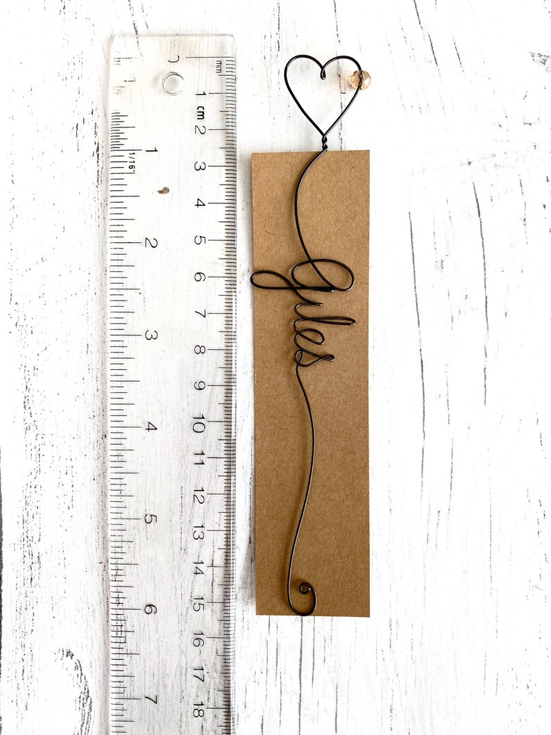 Handmade Unique Personalized Wire Bookmark with Heart Shaped topper, Personalized Wire Bookmark with Heart image 3