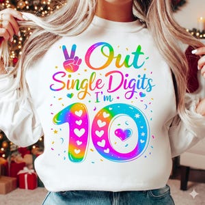 ¡Adiós, dígitos únicos! SVG y PNG para el décimo cumpleaños (descarga digital)