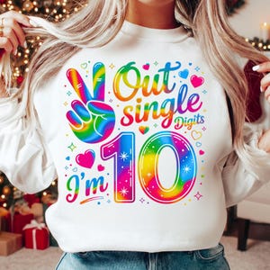 Peace Out Single Digits 10th Birthday SVG PNG,  (Digital Download)