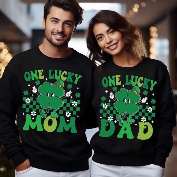 One Lucky Dad & One Lucky Mom PNG | St. Patrick’s Day Family Shirt Design | Lucky Charm Sublimation PNG | Instant Digital Download