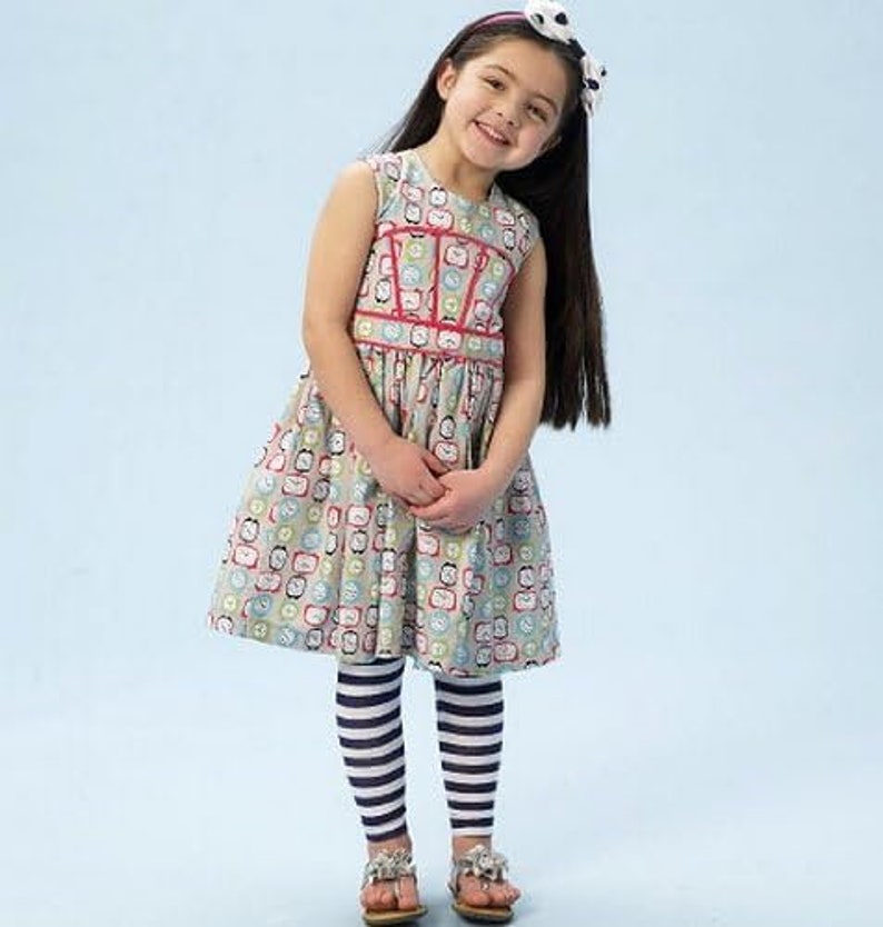 McCall Pattern Company M6945 Children's Dresses Leggings and Hair Bow, Size: 6-7-8 image 3