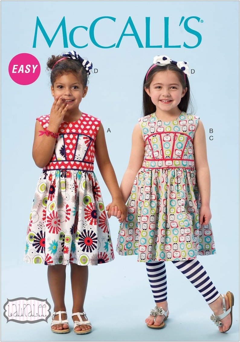 McCall Pattern Company M6945 Children's Dresses Leggings and Hair Bow, Size: 6-7-8 image 1