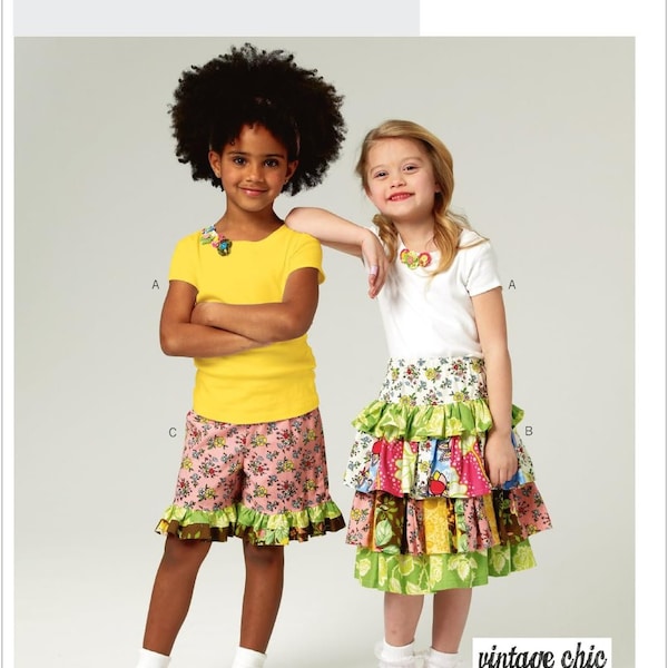 Butterick Patterns B5777 Children's Top Sewing Pattern, Skirt and Shorts Size: 6-7-8 NIP