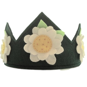 Flower Crown, Felt Birthday Party Crown, Party Hat, Fairy Crown, Halloween Costume, Dress-Up, Pixie Crown, Boho, Birthday Hat, Elastic BacK