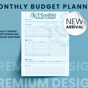Monthly Budget Planner: Income, Expenses, Savings Tracker (Printable PDF)