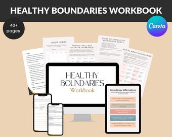 Boundaries Workbook Personal Boundary Worksheets Coaching Resources for Healthy boundaries, PLR MRR  Development journal