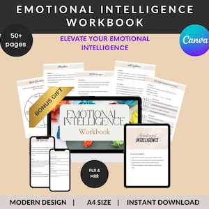 Emotional Intelligence Workbook Coaching resources processing emotions Emotional Skills EQ Improvement PLR MRR done for you strategies