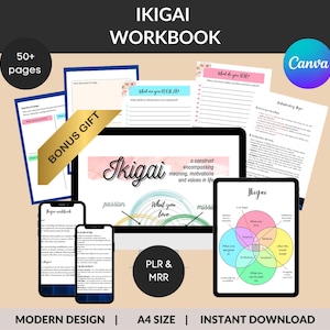 Ikigai Workbook: Life Purpose Self-Discovery Guide (Digital Download)