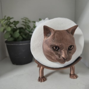Porta rotolo di carta igienica a forma di gatto originale – Plastica stampata in 3D - Bronzo - Solo decorativo (non funzionale) - Leggi la descrizione