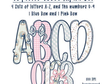 Goose Alphabet PNG Set, Coquette Gingham Letters (Digital Download)