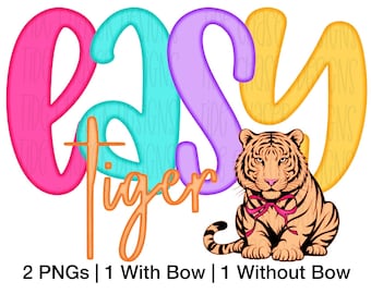 Easy Tiger PNG, Preppy Tiger Bow Design, Summer Apparel (Digital Download)