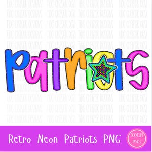 Retro Neon Patriots Png, Neon Patriots Football Digital Download, Neon Patriots Mascot PNG