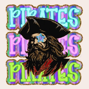 Pirates Preppy Mascot PNG, Stylish Pirates Mascot Digital Art, Glitzy Pirates Mascot Digital Art - Perfect for Preppy Designs