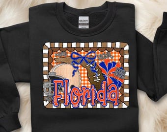 Florida Football PNG, Preppy Florida Gingham Design, Florida Sports Team PNG, Girly Florida Football Digital Download, Florida Team png