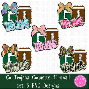 Go Trojans Football Dalmatian Coquette Png, Go Trojans PNG Set, Trojans Football Digital Downloads, Trojans Coquette Football PNG Bundle Set
