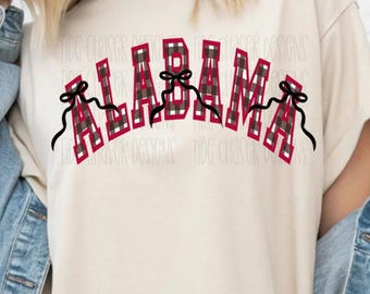 Alabama Football PNG, Gingham Alabama Coquette Design, Alabama Sports Team PNG, Girly Alabama Football Design, Alabama Team png