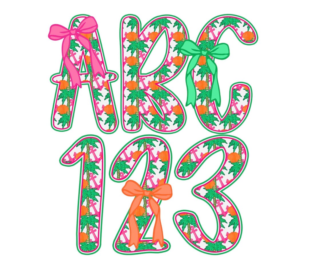 Preppy Summer Alphabet PNG Design Set – Tropical Letters PNG Bundle for ...