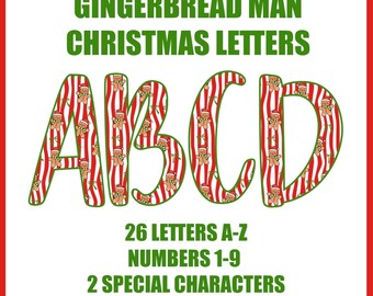 Gingerbread Man Alpha PNG Set | Christmas Letters | Holiday Letters | Holiday Alpha | Christmas Alphabet (Digital Download)