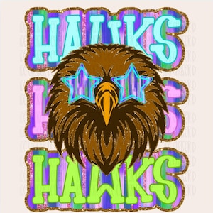 Hawks Preppy Mascot PNG, Stylish Hawks Mascot Digital Art, Glitzy Hawks Mascot Digital Art - Perfect for Preppy Designs