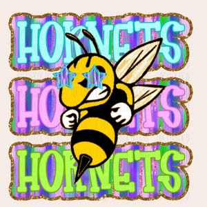 Hornets Preppy Mascot PNG, Stylish Hornets Mascot Digital Art, Glitzy Hornets Mascot Digital Art - Perfect for Preppy Designs