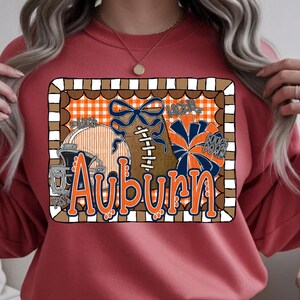 Auburn Football PNG, Preppy Auburn Gingham Design, Auburn Sports Team PNG, Girly Auburn Football Digital Download, Auburn Team png