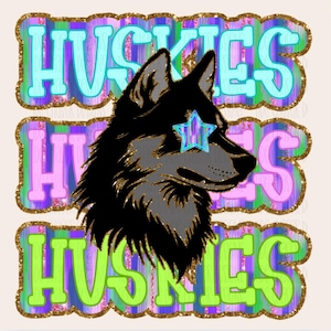 Huskies Preppy Mascot PNG, Stylish Huskies Mascot Digital Art, Glitzy Huskies Mascot Digital Art - Perfect for Preppy Designs