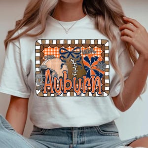 Auburn Football PNG, Preppy Auburn Gingham Design, Auburn Sports Team PNG, Girly Auburn Football Digital Download, Auburn Team png