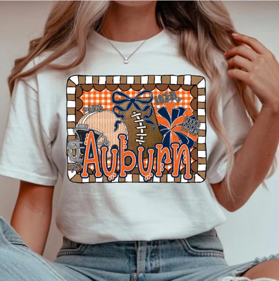 Auburn Football PNG, Preppy Auburn Gingham Design, Auburn Sports Team PNG, Girly Auburn Football Digital Download, Auburn Team png