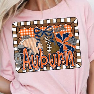 Auburn Football PNG, Preppy Auburn Gingham Design, Auburn Sports Team PNG, Girly Auburn Football Digital Download, Auburn Team png
