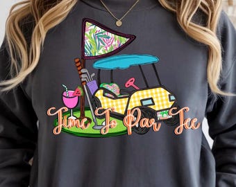 Time to Par-Tee Girly Golf PNG | Preppy Golf Digital Download | Girl's Golf Design for Shirts and Crafting