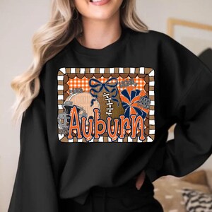 Auburn Football PNG, Preppy Auburn Gingham Design, Auburn Sports Team PNG, Girly Auburn Football Digital Download, Auburn Team png