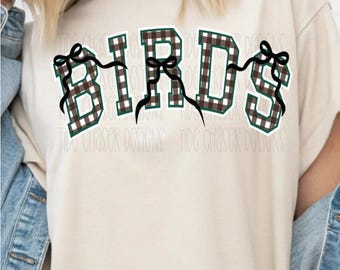 Birds Football PNG, Gingham Birds Coquette Design, Birds Sports Team PNG, Girly Birds Football Design, Birds Team png