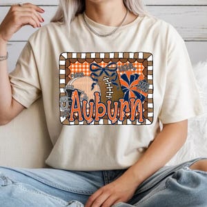 Auburn Football PNG, Preppy Auburn Gingham Design, Auburn Sports Team PNG, Girly Auburn Football Digital Download, Auburn Team png