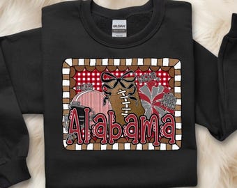 Alabama Football PNG, Preppy Alabama Gingham Design, Alabama Sports Team PNG, Girly Alabama Football Digital Download, Alabama Team png