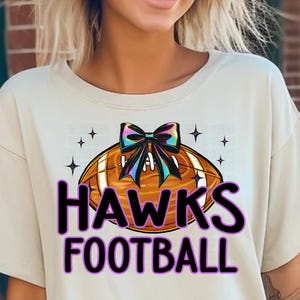 Hawks Football Iridescent PNG, Hawks Glow Coquette Digital Art, Iridescent Hawks Football Digital Art
