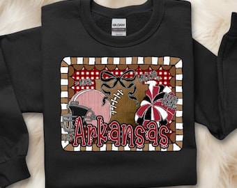Arkansas Football PNG, Preppy Arkansas Gingham Design, Arkansas Sports Team PNG, Girly Arkansas Football Digital Download, Arkansas Team png