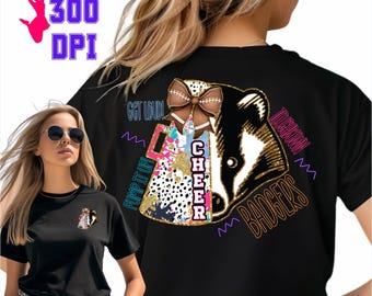 Badgers Cheer PNG, Glittery Badgers Mascot, Game Day PNG, Badgers Cheer png, School Spirit PNG, Dalmation Football Design, Girly Cheer