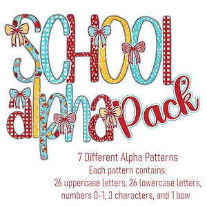 School Alpha Set, Back to School Letters, Teacher Alpha Doodle, Student Letters and Numbers, Apple Letters, (Digital Download PNG Files)