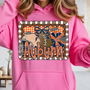 Auburn Football PNG, Preppy Auburn Gingham Design, Auburn Sports Team PNG, Girly Auburn Football Digital Download, Auburn Team png