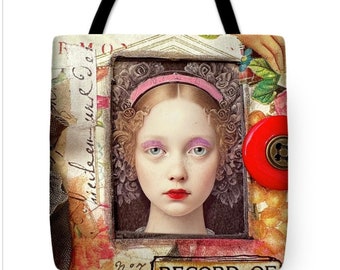 TOTE Bag, Art Supply Bag, LapTop Carrier, Grocery Tote, All the Things Tote Bag, Shopping Tote, Mixed Media Art, Statement Art, RECORD OF .